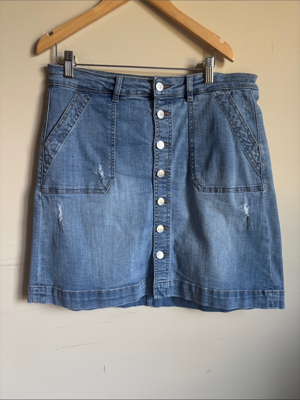 Jag Jeans Light Blue Button-Front Denim Mini Skirt